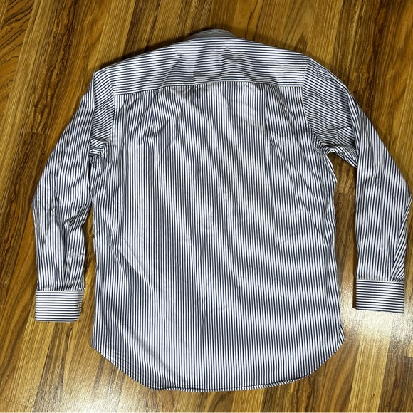 David Donahue Mens Dress Shirt Button Up Long Sleeve Blue White Stripes Size XL - Picture 6 of 8